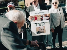 Former cardinal Theodore McCarrick arrives outside Massachusetts' Dedham District Courthouse for his arraignment, Sept. 3, 2021.